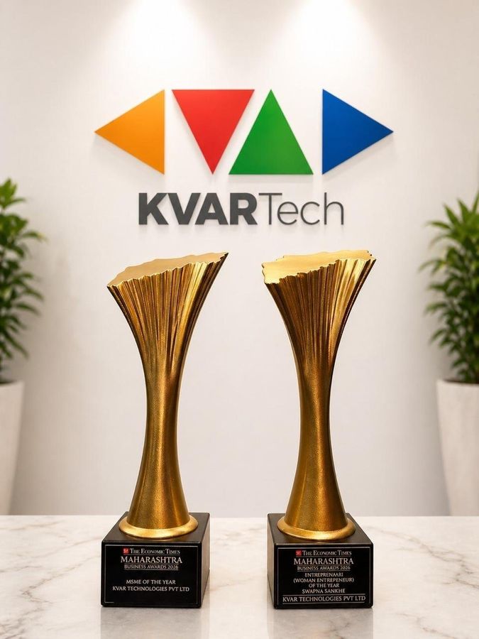 ET Maharashtra Business Awards 2026 trophies — MSME of the Year and Woman Entrepreneur of the Year