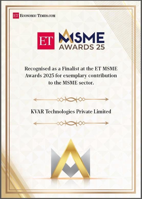 ET MSME Awards 2025 National Finalist certificate — KVAR Technologies Pvt Ltd