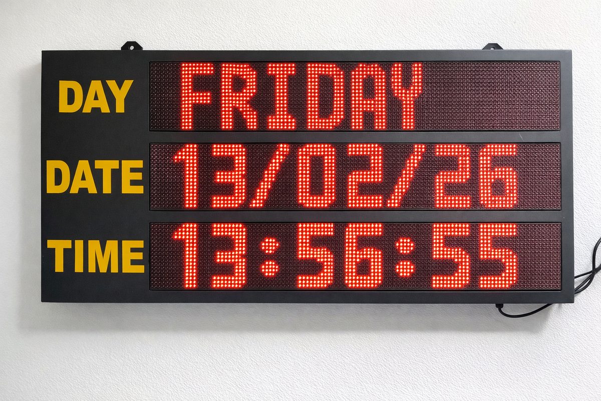 Day / Date / Time board — KVAR