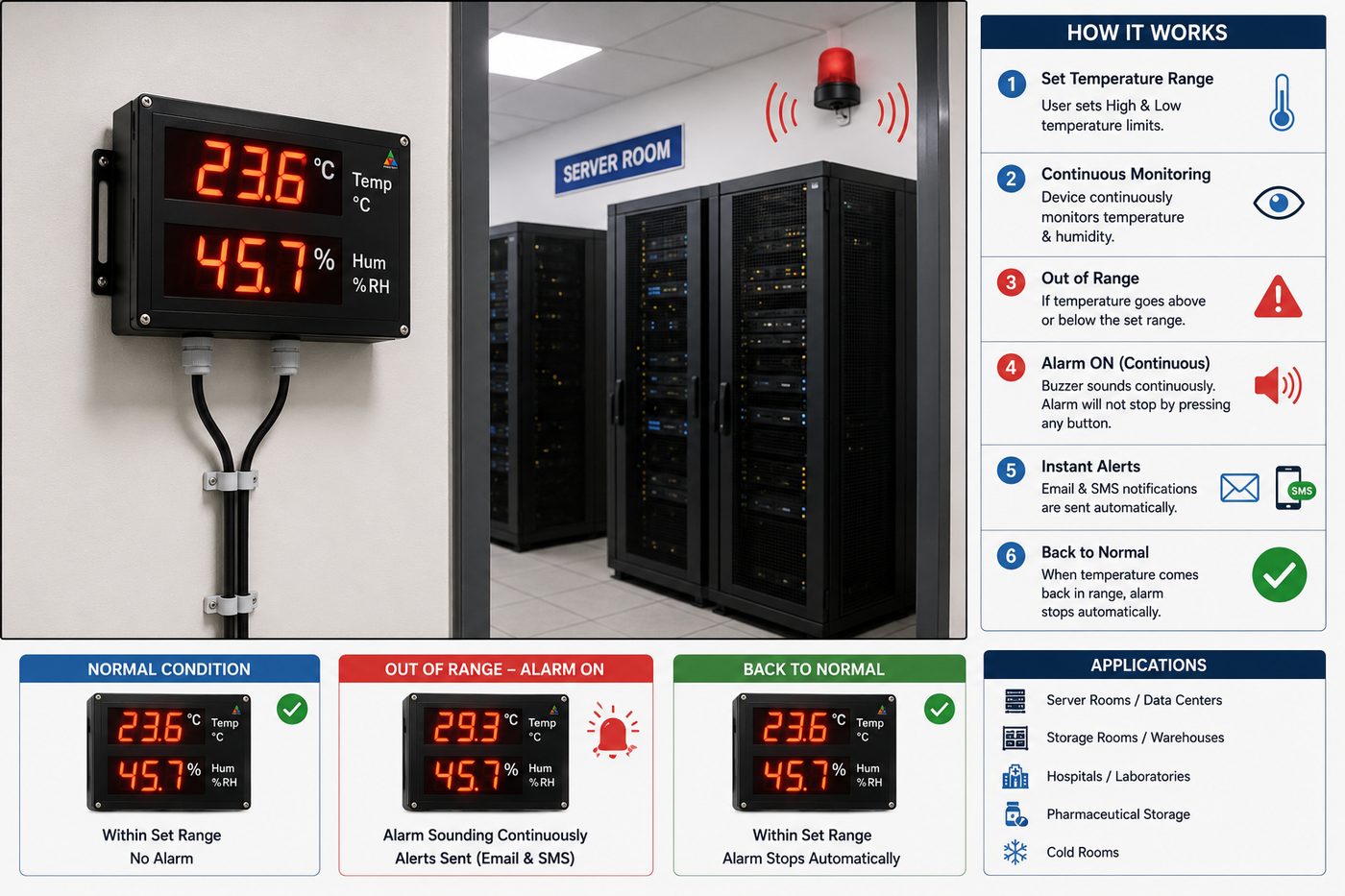 Temperature and humidity monitoring, how it works